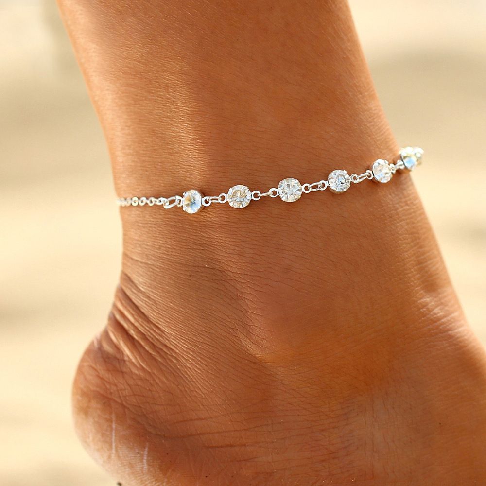 Gold Chain Sandal - Gelang Kaki Kristal Emas Perak Hadiah
