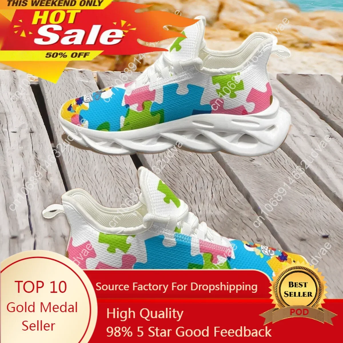 Women'S Shoes Running Sports - Sepatu Olahraga Kesadaran Autisme Puzzle Warna