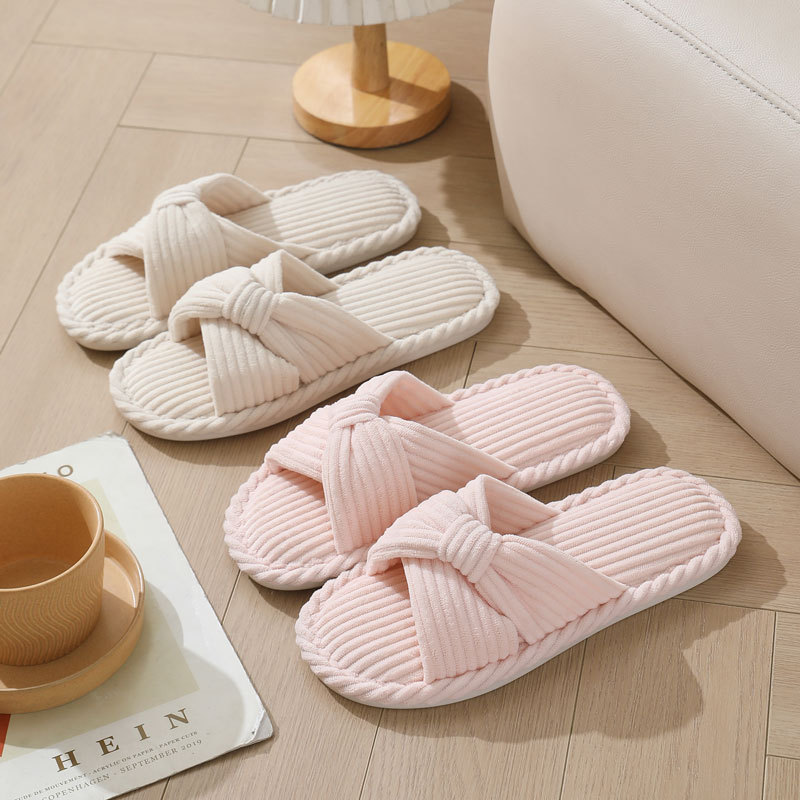 Women Shoes For Winter - Sandal Rumah Tali Silang Korduroi untuk