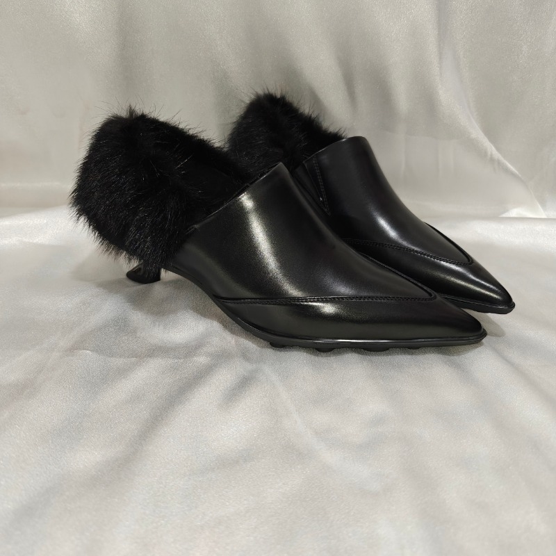 Sepatu kulit asli ujung runcin - Women'S Shoes Loafers Black ulasan dan harga