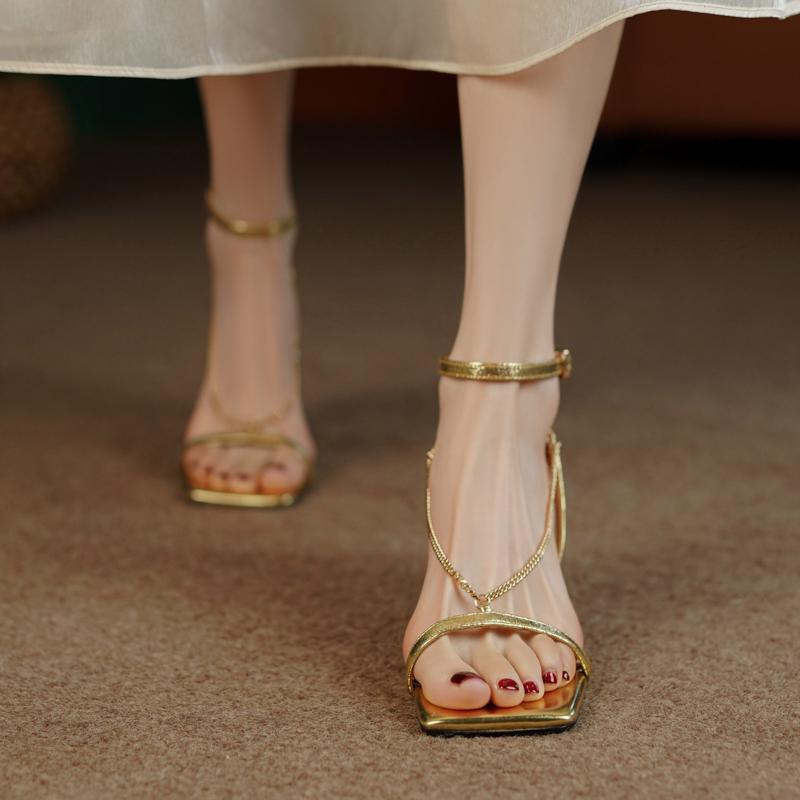 Sandal wanita modis, sandal ja - Gold Chain Sandal ulasan dan harga