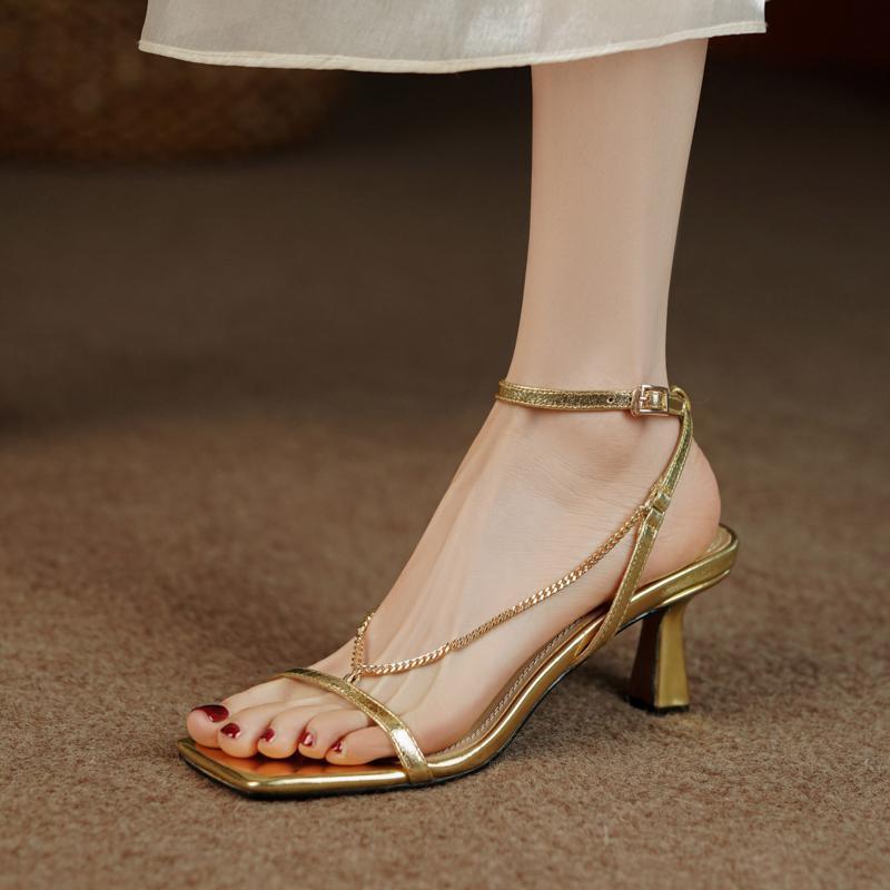 Sandal wanita modis, sandal ja - Gold Chain Sandal ulasan dan harga