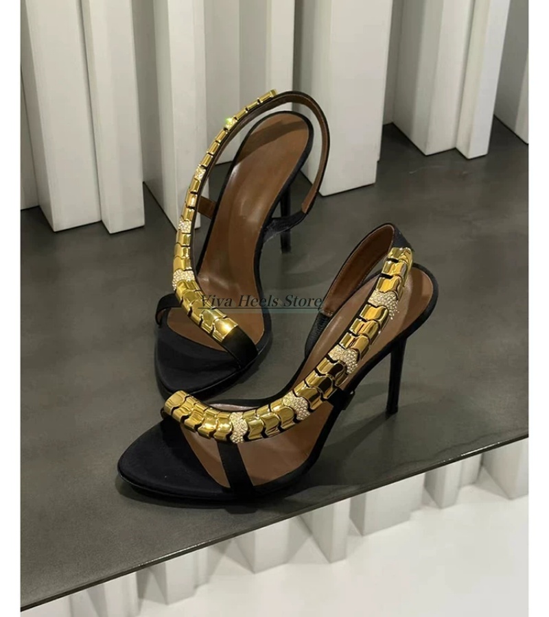 Sandal Kulit Seksi Rantai Loga - Gold Chain Sandal ulasan dan harga