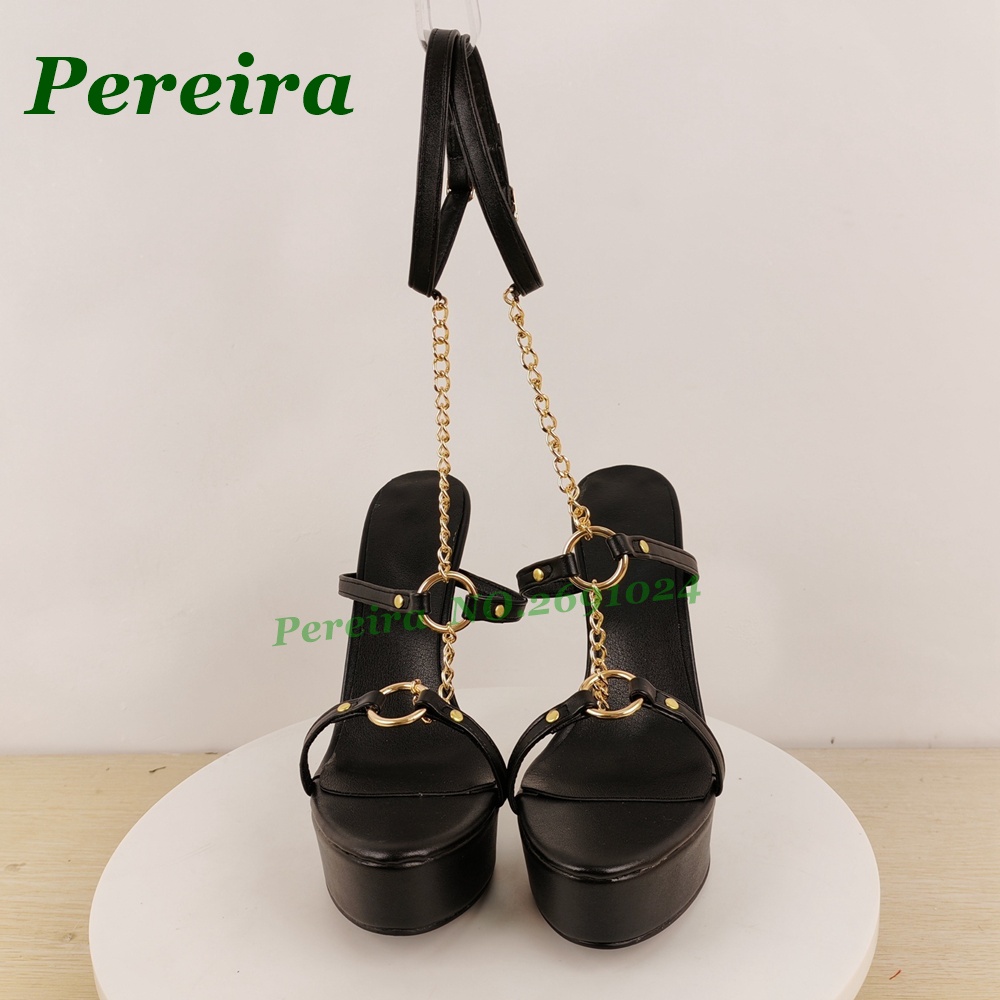 Sepatu Hak Tinggi Platform Sti - Gold Chain Sandal ulasan dan harga