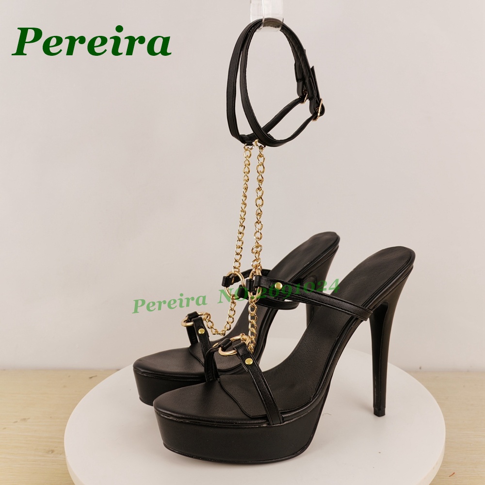 Sepatu Hak Tinggi Platform Sti - Gold Chain Sandal ulasan dan harga