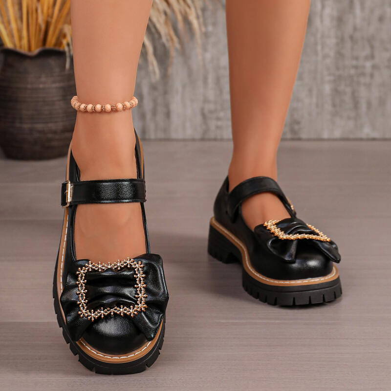 Sepatu Mary Jane dengan Hiasan - Women'S Shoes Loafers Black ulasan dan harga