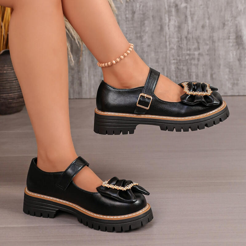 Sepatu Mary Jane dengan Hiasan - Women'S Shoes Loafers Black ulasan dan harga