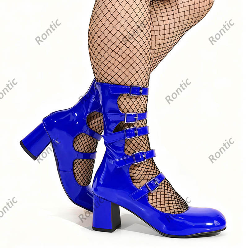 Sepatu Bot Gothic Kulit Paten  - Women'S Shoes Navy Blue ulasan dan harga