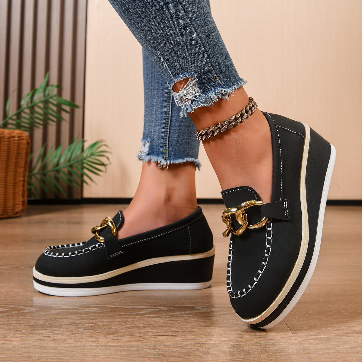 Sepatu Loafer Platform Wanita, - Women'S Shoes Loafers Black ulasan dan harga