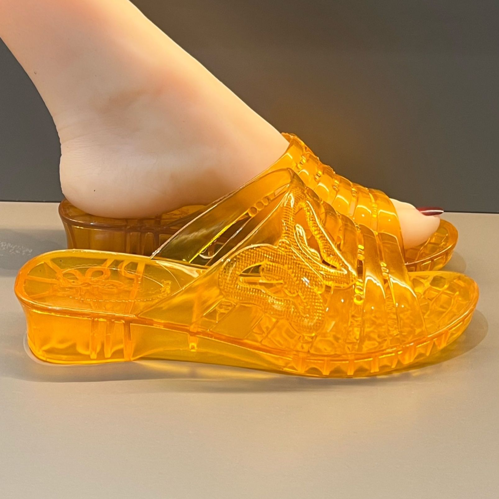 Sandal Wedge Jelly Glitter Ung - Jelly Sandal Women ulasan dan harga