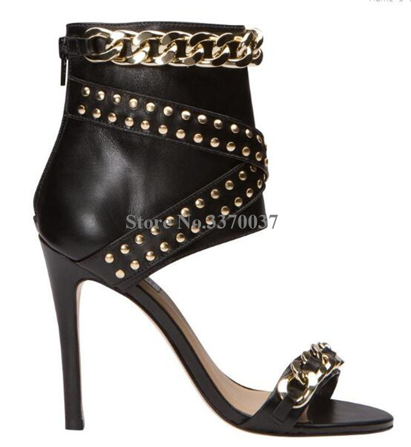 Sandal Gladiator Hak Stiletto  - Gold Chain Sandal ulasan dan harga
