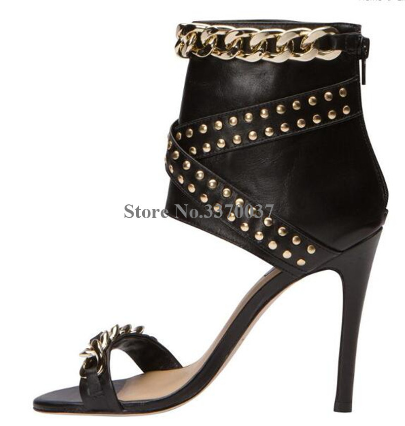 Sandal Gladiator Hak Stiletto  - Gold Chain Sandal ulasan dan harga