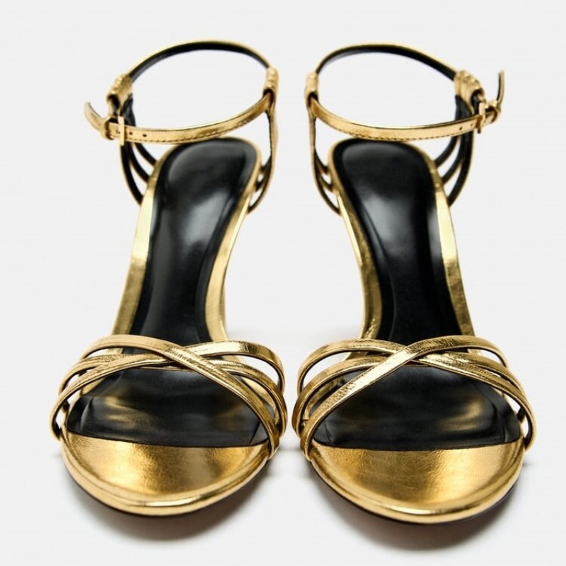 Sandal Hak Tinggi Minimalis Mo - Gold Chain Sandal ulasan dan harga