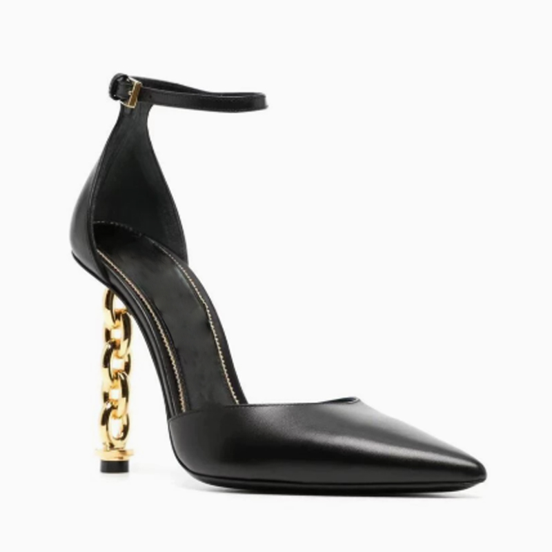 Sandal Stiletto Hak Tinggi Ran - Gold Chain Sandal ulasan dan harga