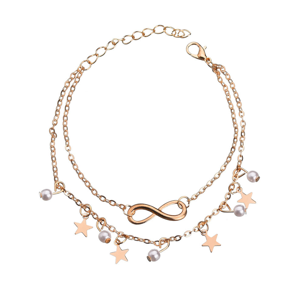 Sederhana Rumbai Double Star P - Gold Chain Sandal ulasan dan harga