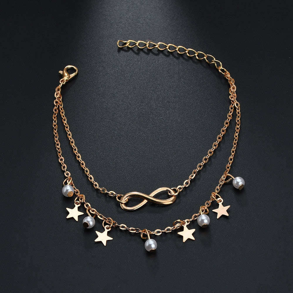 Sederhana Rumbai Double Star P - Gold Chain Sandal ulasan dan harga