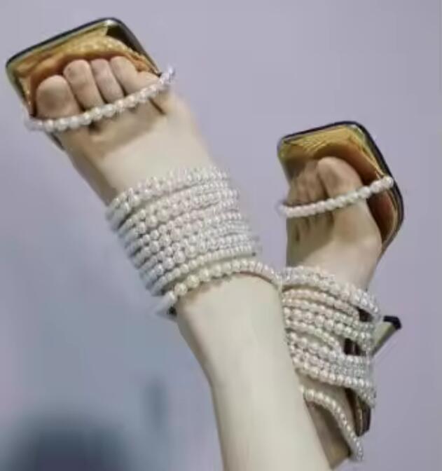 Sandal Wanita Hak 9cm, Tali Ra - Gold Chain Sandal ulasan dan harga