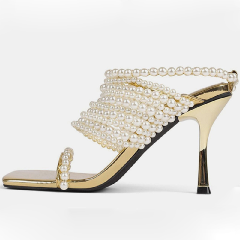 Sandal Wanita Hak 9cm, Tali Ra - Gold Chain Sandal ulasan dan harga