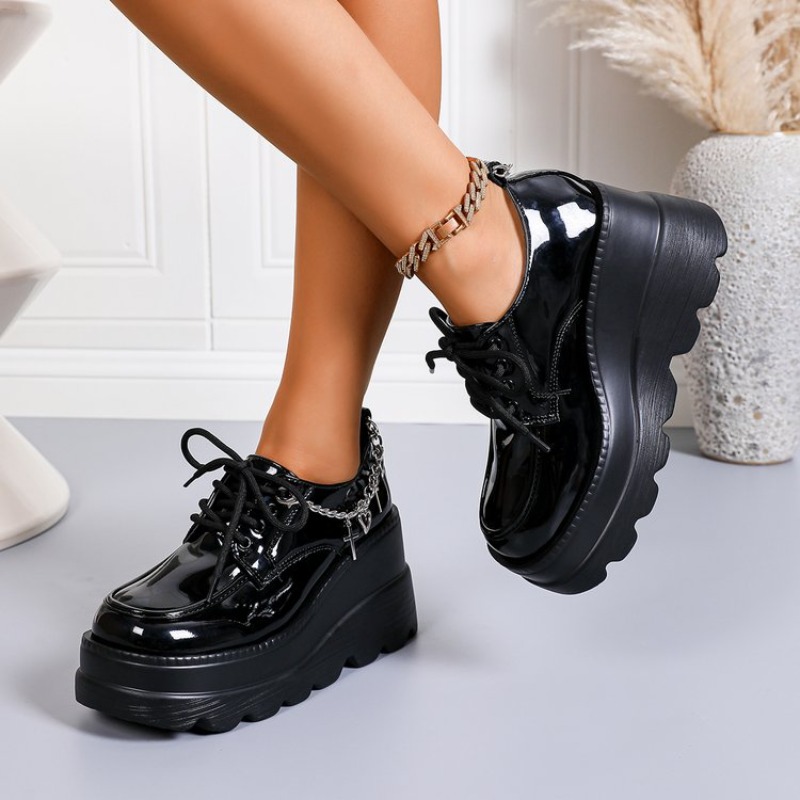 Sepatu Kulit Platform Hitam Me - Women'S Shoes Loafers Black ulasan dan harga